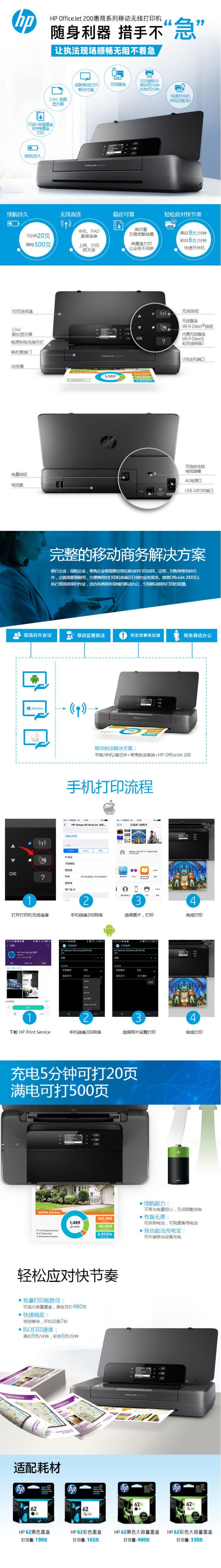 惠普（HP） OfficeJet 200 移動便攜式打印機(jī) A4便攜式噴墨打印機(jī)(圖4)